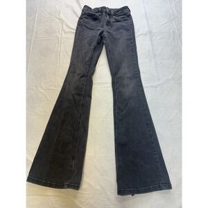 ZARA Womens Flare Leg Jeans Denim Mid Rise Zip Closure Black Size 2